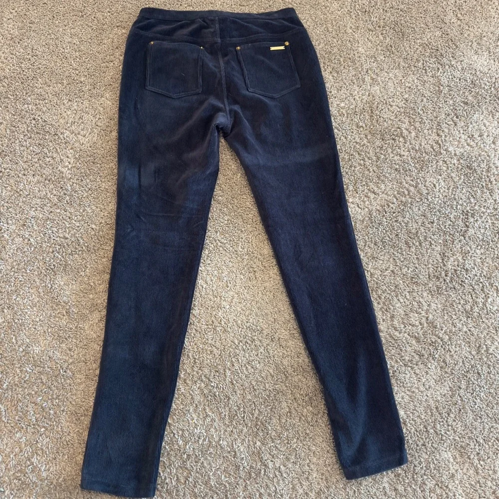 Michael Kors Navy Blue Corduroy Pull On Leggings Gold Hardware Size M